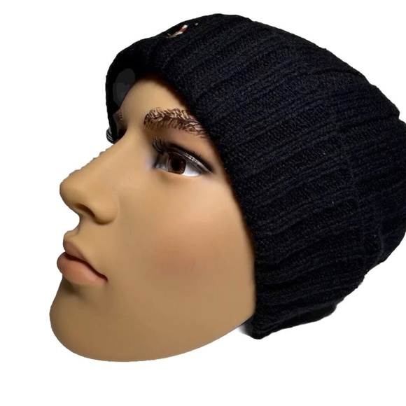 Polo Ralph Lauren Mens Wool Blend Skull Cap Winter Beanie Black Pony One Size - Picture 4 of 5